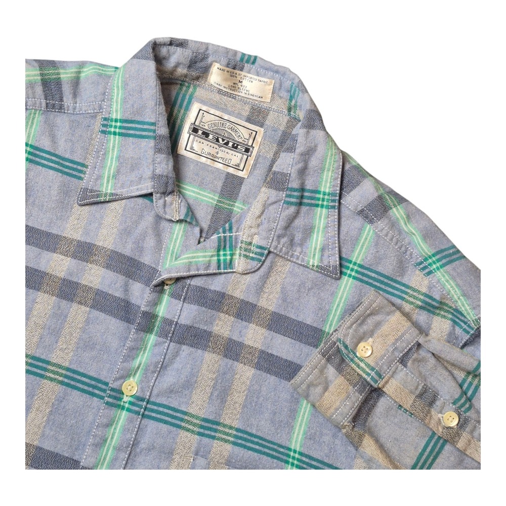 VTG Levi's Men's M Brushed Cotton Plaid Shirt Long Sleeve Flannel Feel USA